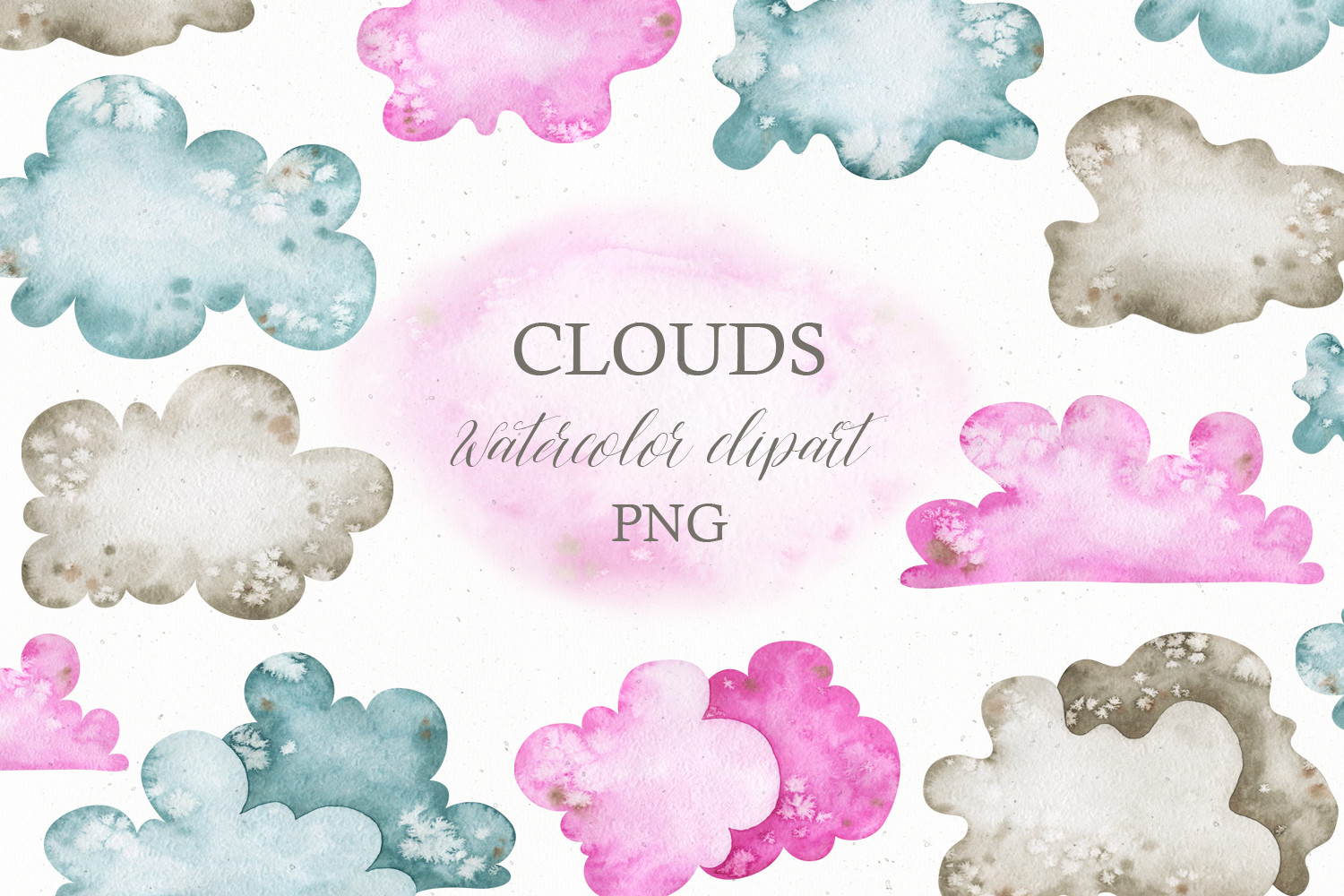 Watercolor Clouds Clipart Graphic by Orange Peafowl Art · Creative Fabrica
