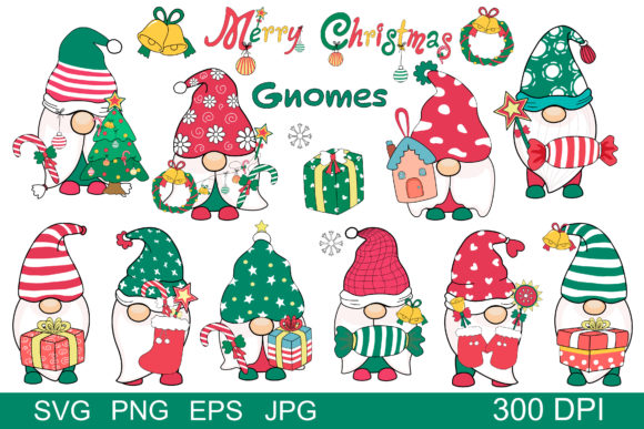 Merry Christmas (Gnome Clip Art) Graphic Illustrations By auauaek4