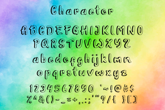 Rainbow Drawn Font PNG with transparent background - Preview 3