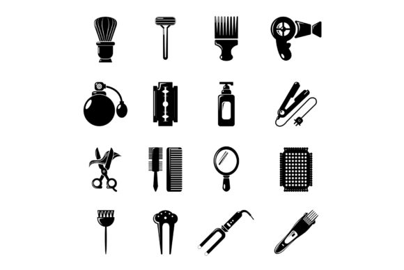 Hairdresser Icons Set, Simple Style Grafika Ikony Przez ylivdesign