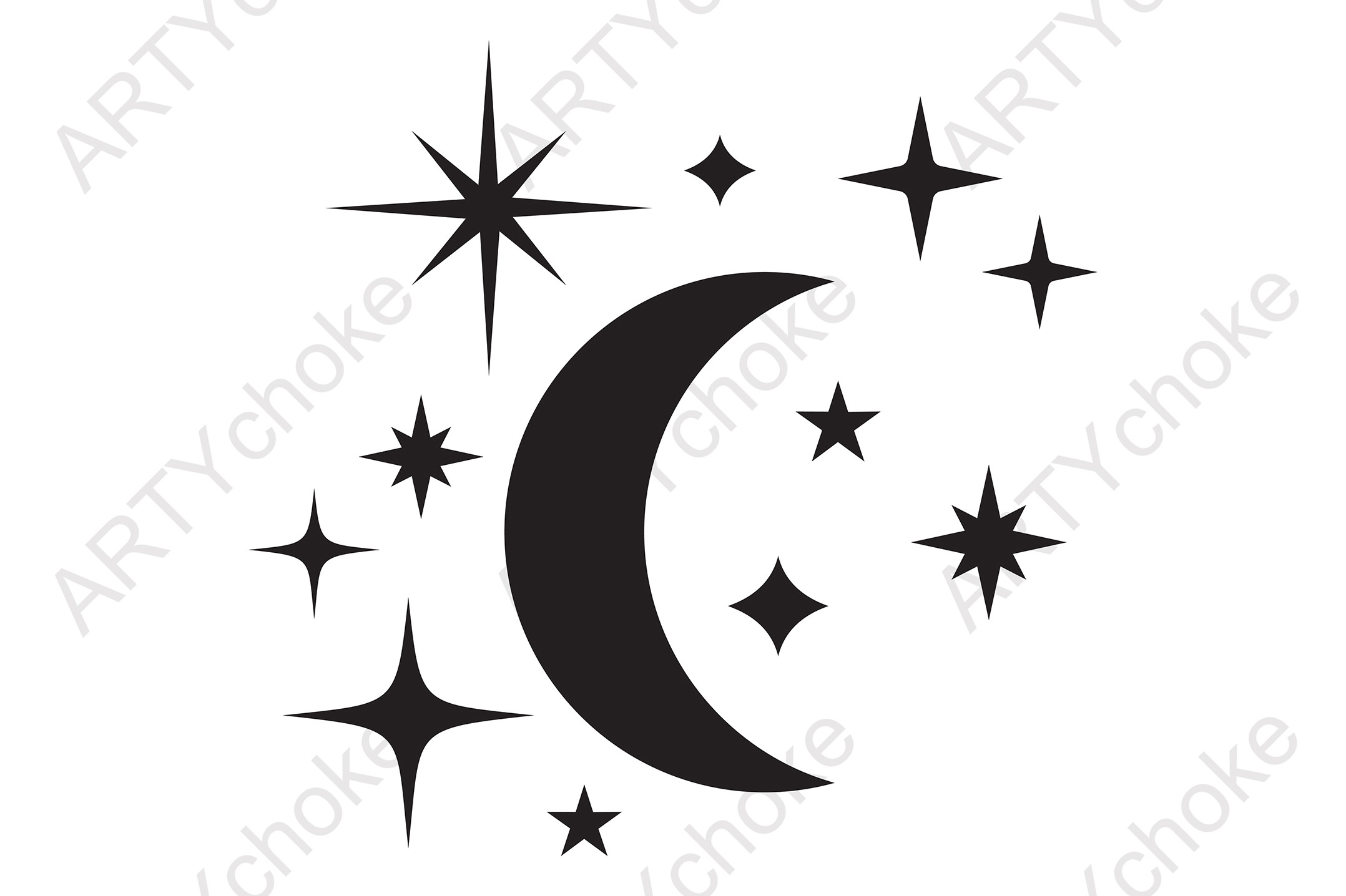 Moon and stars. SVG file for Cricut