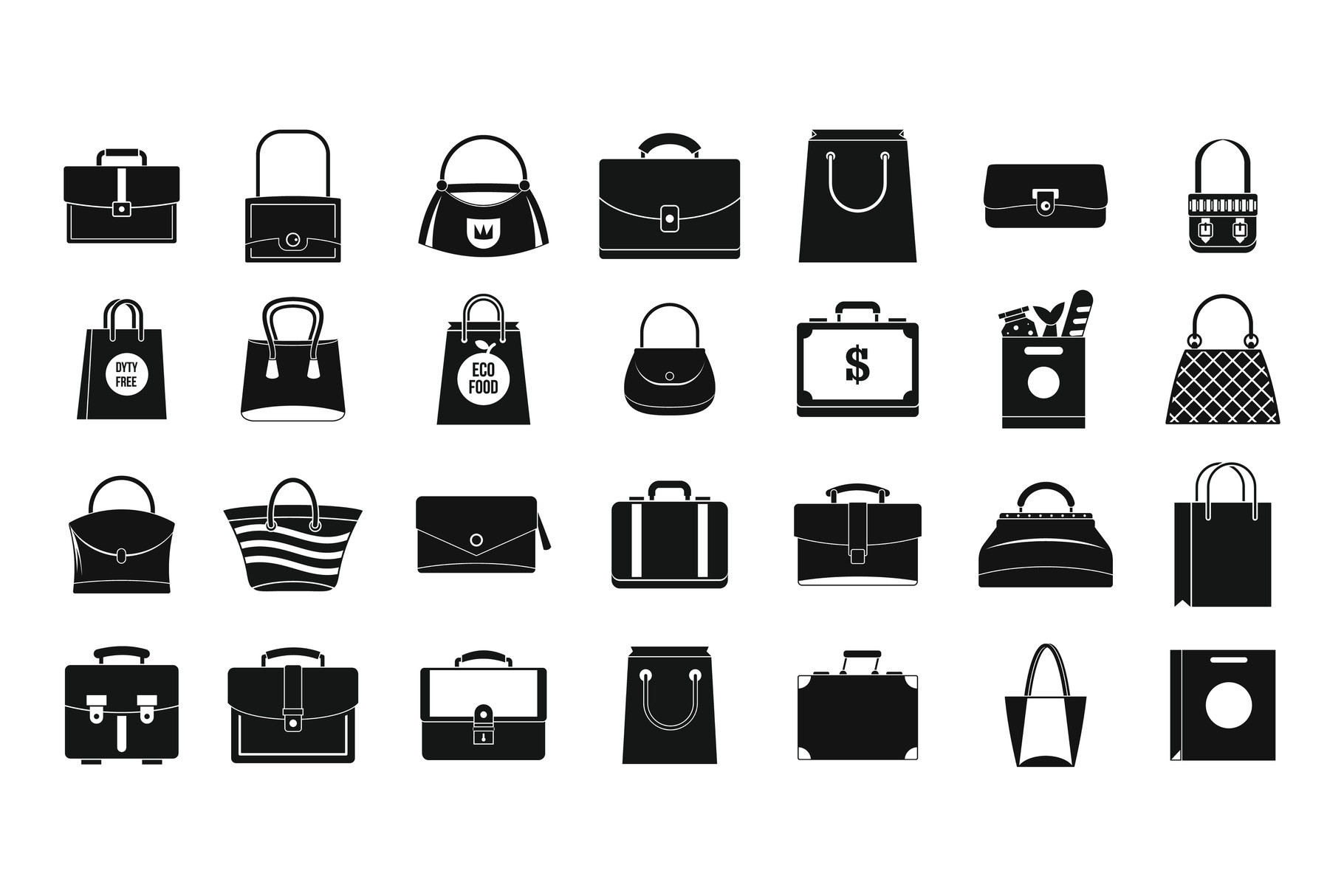 Handbag Icon Set, Simple Style Graphic by ylivdesign · Creative Fabrica