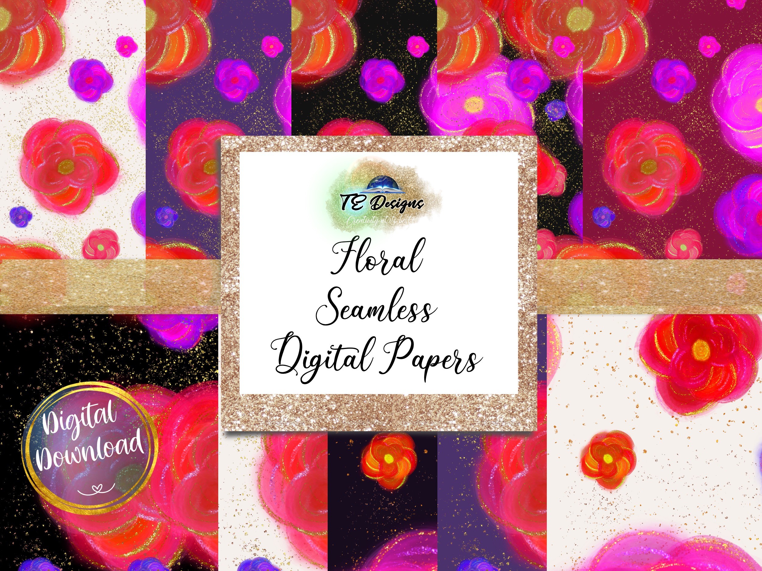 Pretty Paper Graphics Summer Floral Seamless Digital Paper Graphic by TE Designs · Creative ...