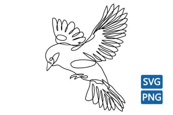 Bird Flying One Line Drawing Illustrated