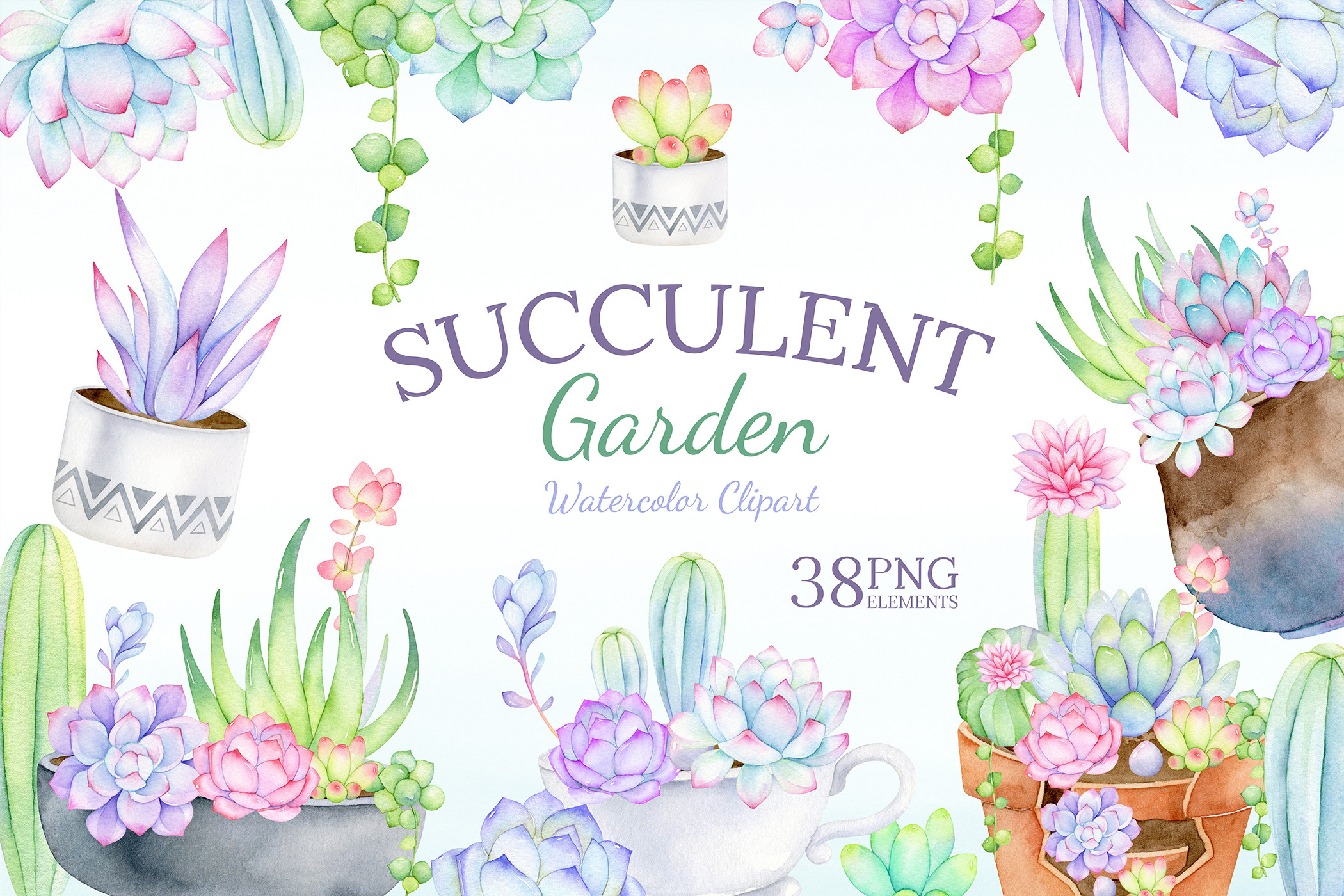 Watercolor Succulent Clipart Mix & Match