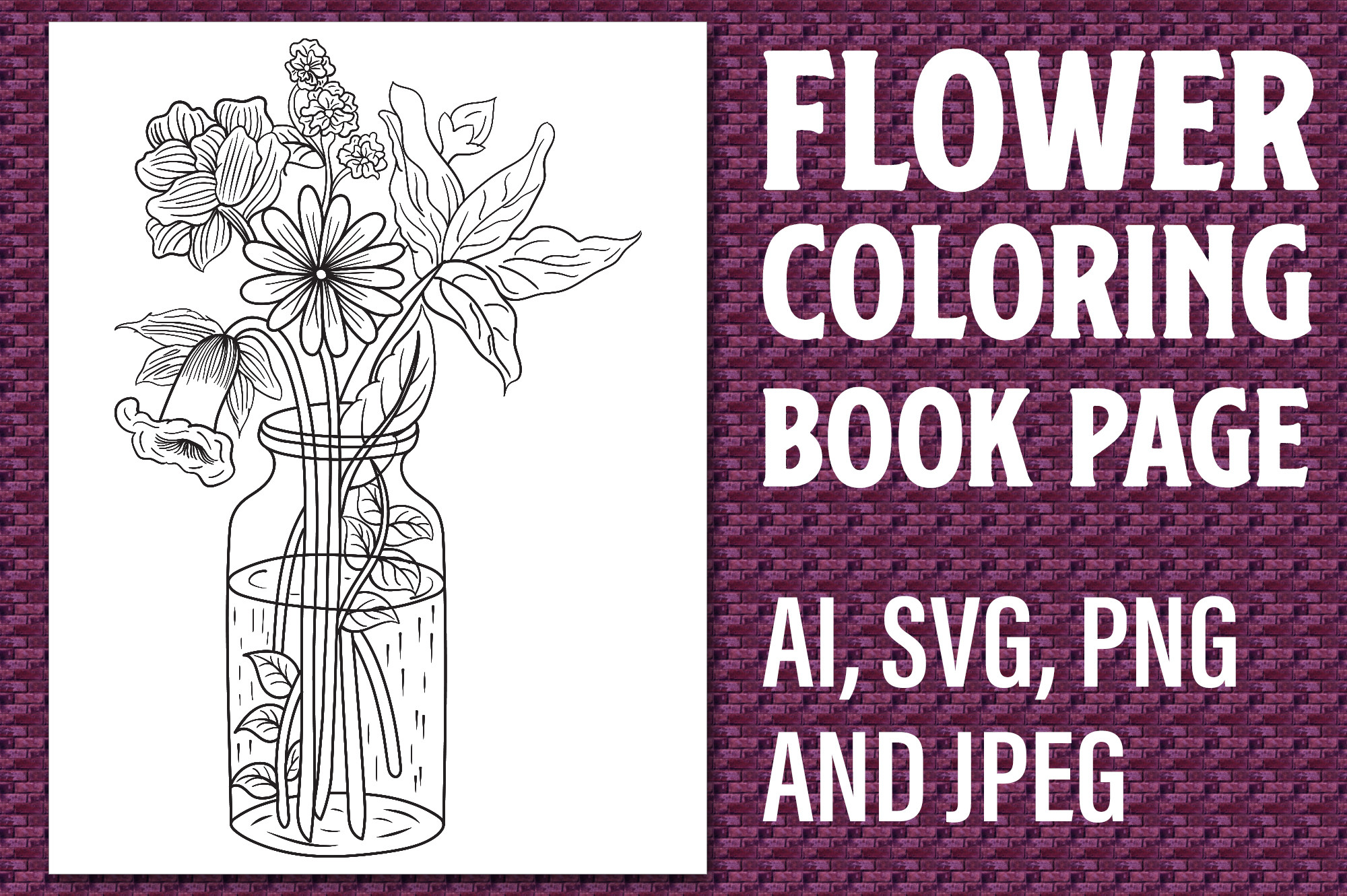 Flower Coloring Book Page for KDP Graphic by Graphicyes · Creative Fabrica