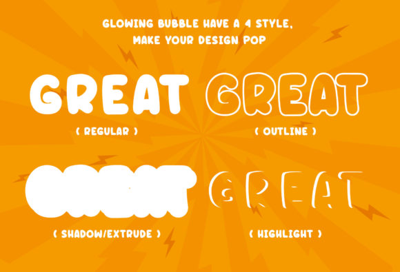 Glowing Bubble Font PNG with transparent background - Preview 2