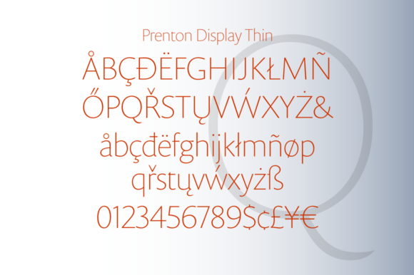 Prenton Display Thin Font font preview - 2