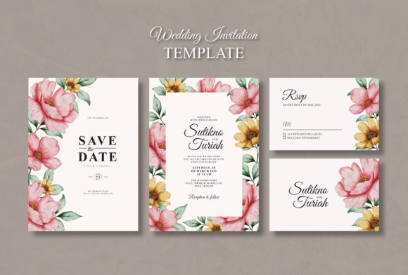 Watercolour Wedding Invitation Card