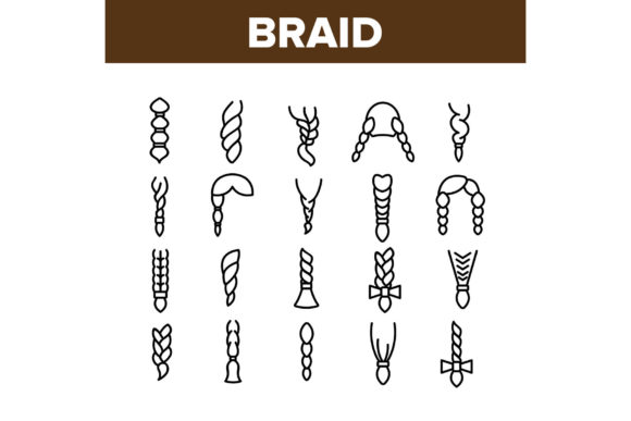 Braid Bread Hairstyles Collection Icons