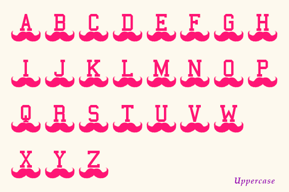 Mustache Monogram Font PNG with transparent background - Preview 3
