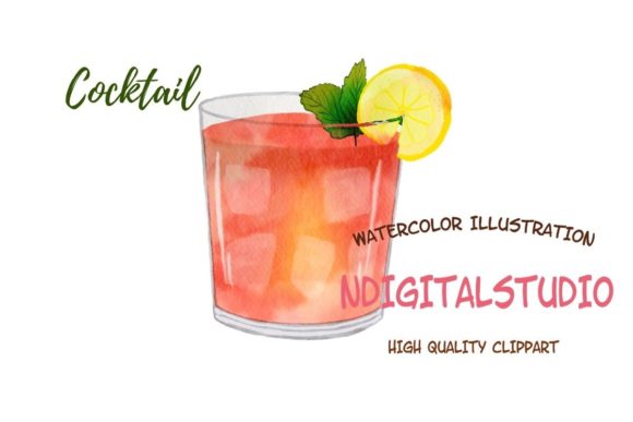 Watercolor Cocktail Clipart Png. Graphic Illustrations By Ndigitalstudio