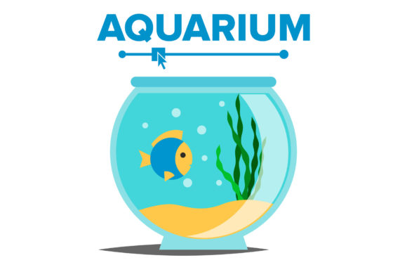 Aquarium Cartoon Vector. Fish Home Glass
