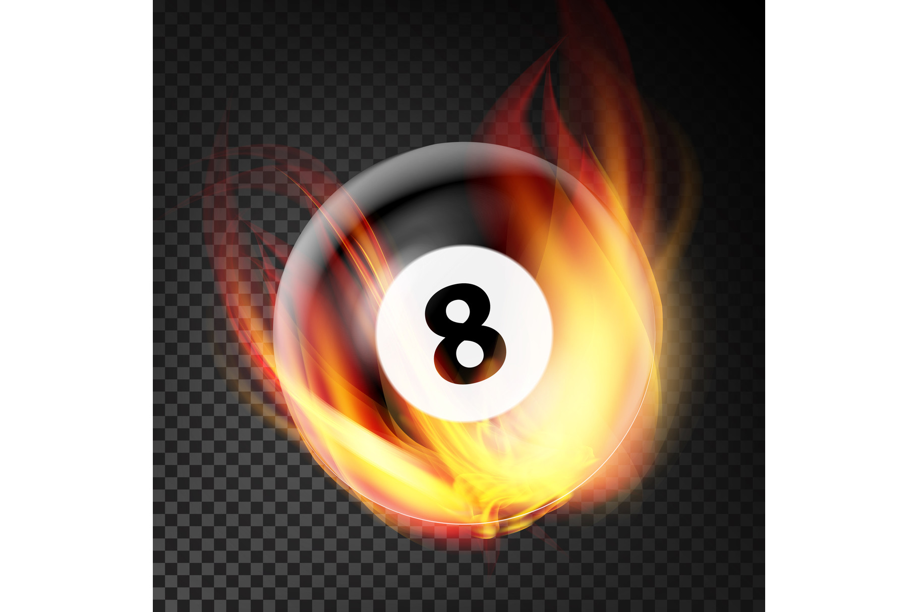 Billiard Ball in Fire Vector Realistic.