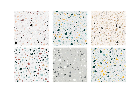 Terrazzo Flooring Seamless Patterns Set