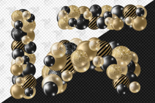 Black and Gold Balloon Arch Clipart Graphic by Digital Curio · Creative ...