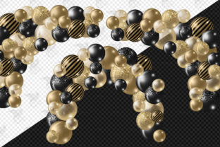 Black and Gold Balloon Arch Clipart Graphic by Digital Curio · Creative ...