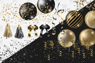 Black and Gold Balloon Arch Clipart Graphic by Digital Curio · Creative ...