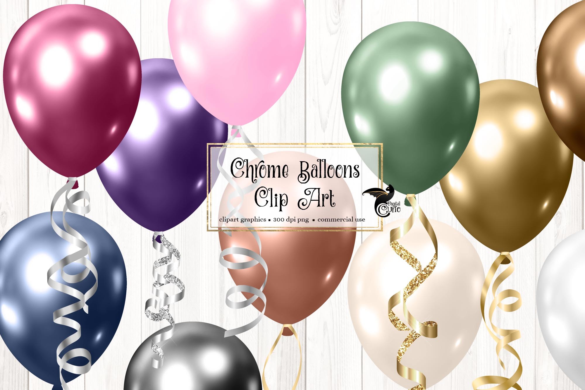 Chrome Balloons Clip Art
