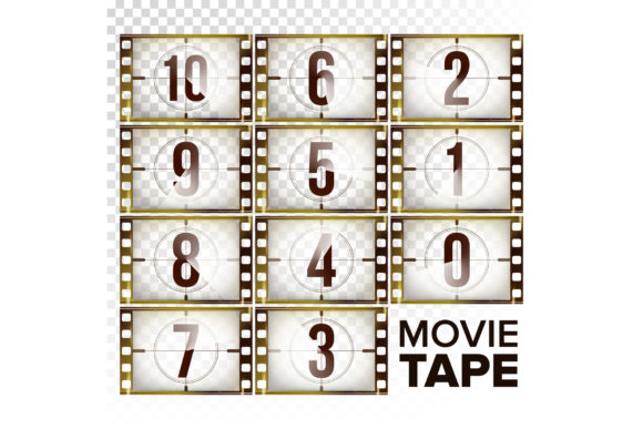 Film Countdown Numbers 10 - 0 Vector.