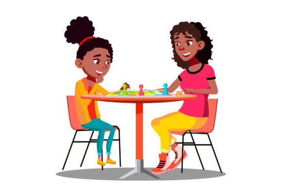 Mother and Daughter Playing a Board Game
