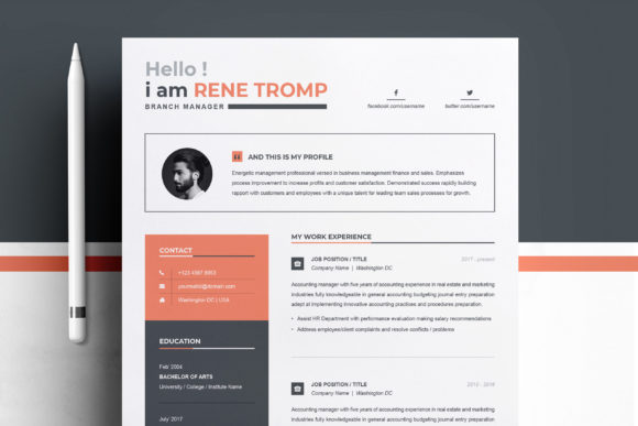 Clean & Modern Resume Template Graphic by ResumeInventor · Creative Fabrica