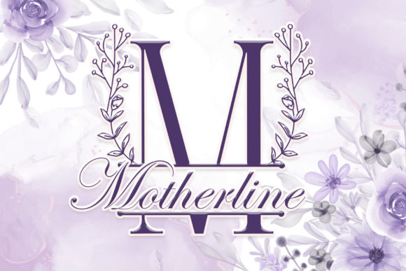Rose Buds Line Monogram Font PNG with transparent background - Preview 1