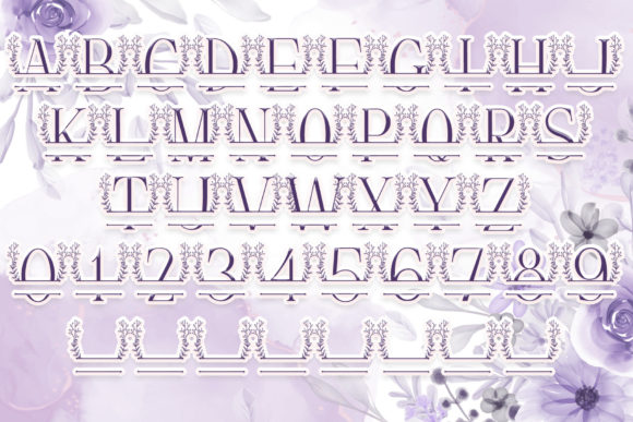 Rose Buds Line Monogram Font PNG with transparent background - Preview 3