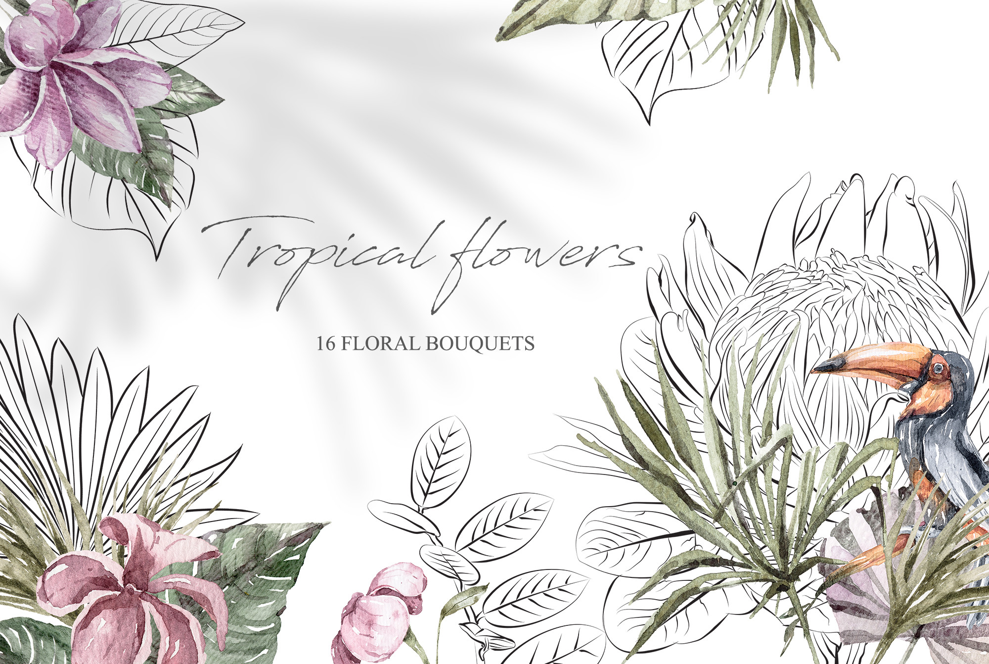 Watercolor and Fine Art Tropical Leaves Graphic by Tiana Geo · Creative ...