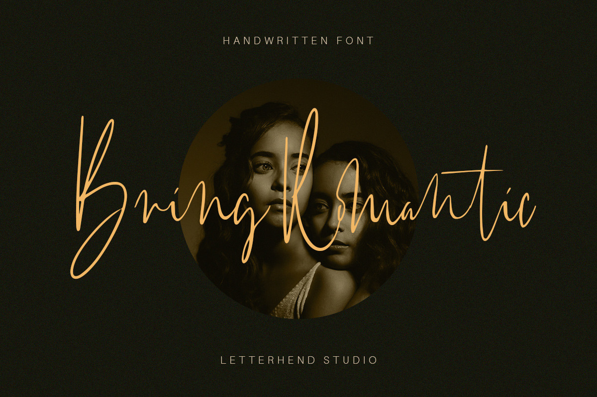 Bring Romantic preview — expressive warm script with generous flourishes for invitation body text