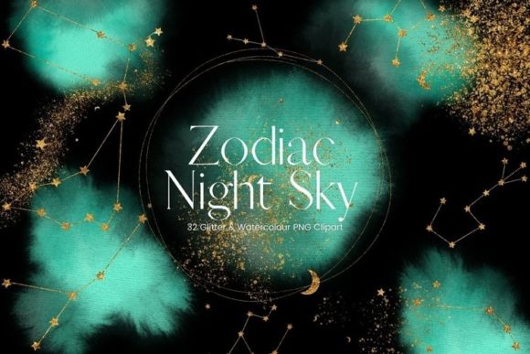 Green Watercolour Zodiac Clipart Graphic Illustrations By Pixafied