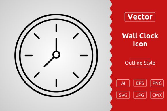 Vector Wall Clock Outline Icon