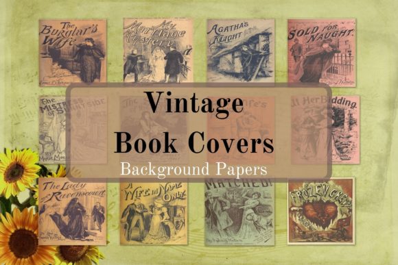 Vintage Book Covers Background Papers