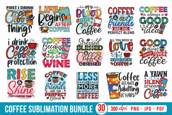 Coffee Sublimation Bundle | 30 Designs Grafika Rękodzieła Przez CraftlabSVG