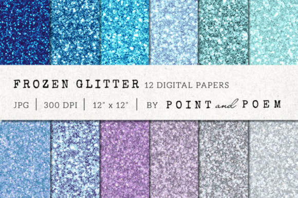 Frozen Purple Blue Glitter Digital Paper