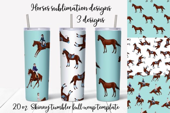 Horses Sublimation Design Skinny Tumbler Graphic Crafts By nicjulia