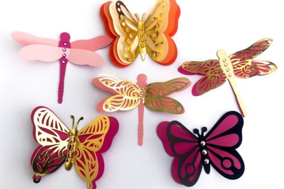 Libélulas y Mariposas en Capas 3D Animales Archivo de Corte de Manualidades Por Creative Fabrica Crafts