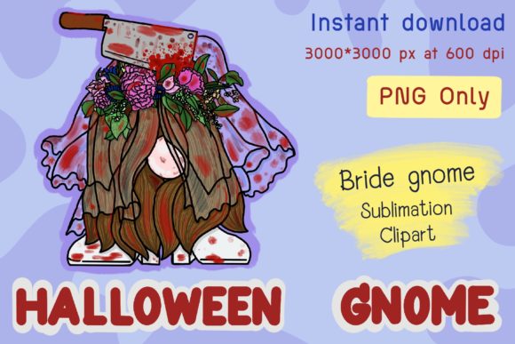 Halloween Bride Gnome Graphic Crafts By paroonroj