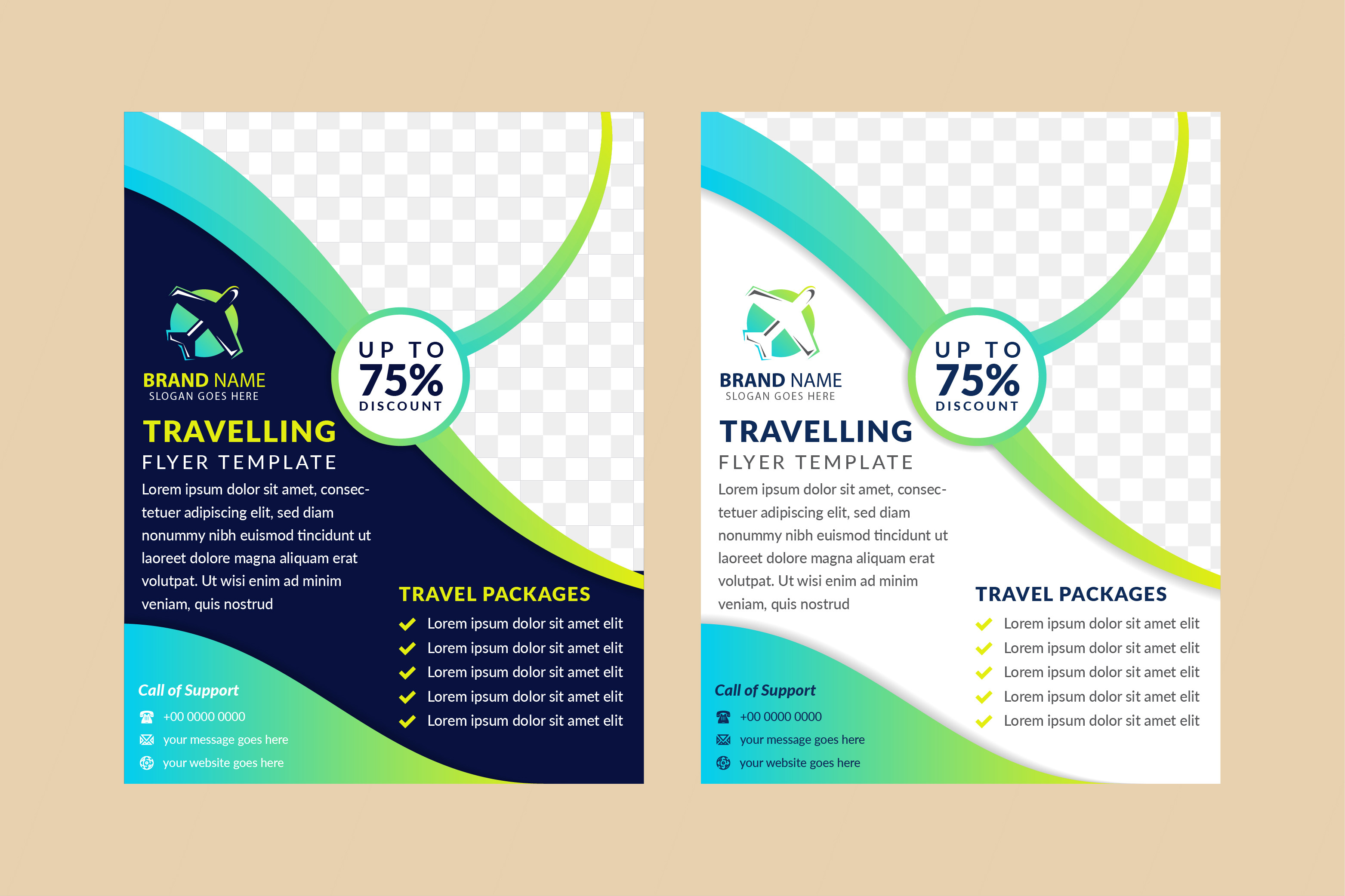 Travel Vertical Flyer Wave Blue Green Graphic by noory.shopper ...