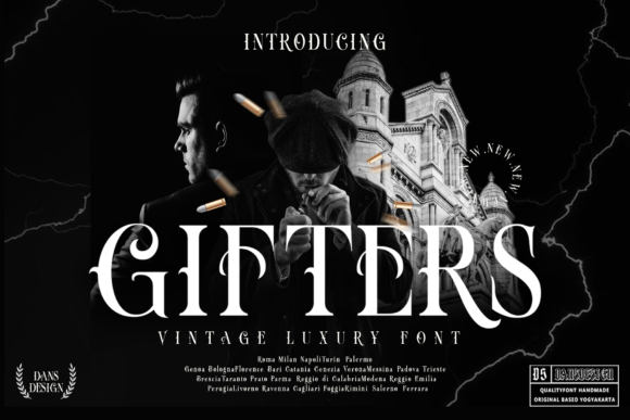 Preview specimen of Gifters blackletter font