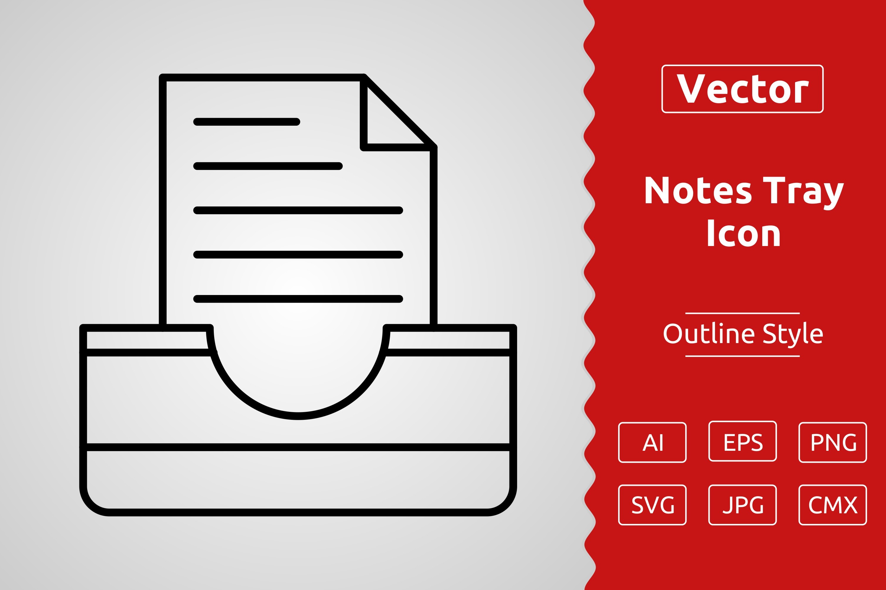 Vector Notes Tray Outline Icon Graphic by Muhammad Atiq · Creative Fabrica