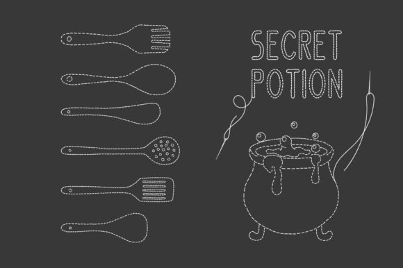 Handstitch Outline Font PNG with transparent background - Preview 2