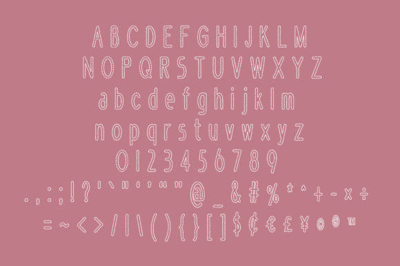 Handstitch Outline Font PNG with transparent background - Preview 4