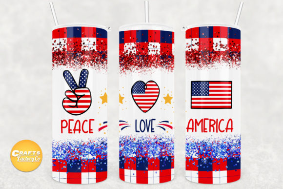 Skinny Tumbler Wrap Peace Love America Graphic Crafts By CraftsFactoryCo