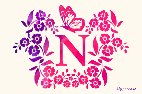 Flower Butterfly Monogram Font Font - Preview 2