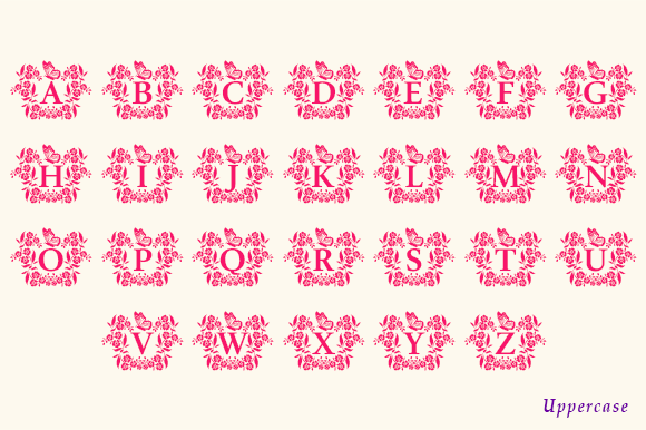 Flower Butterfly Monogram Font Font - Preview 4