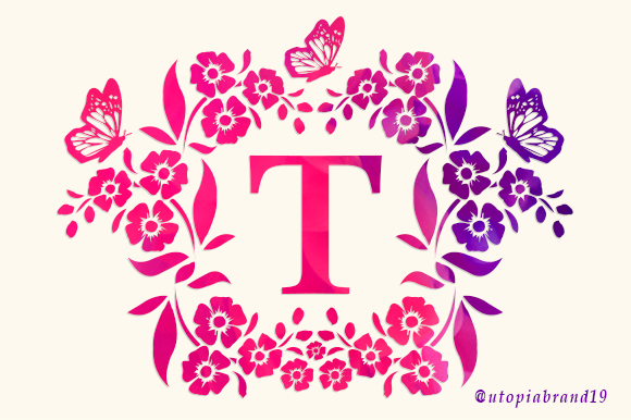 Flower Butterfly Monogram Font Font - Preview 5