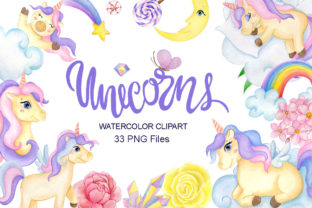 Unicorn Watercolor Clipart PNG Graphic by NoviArt · Creative Fabrica