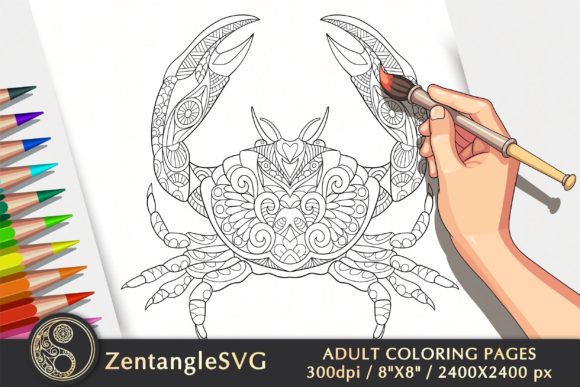 Crab Coloring Page for Adults & Kids