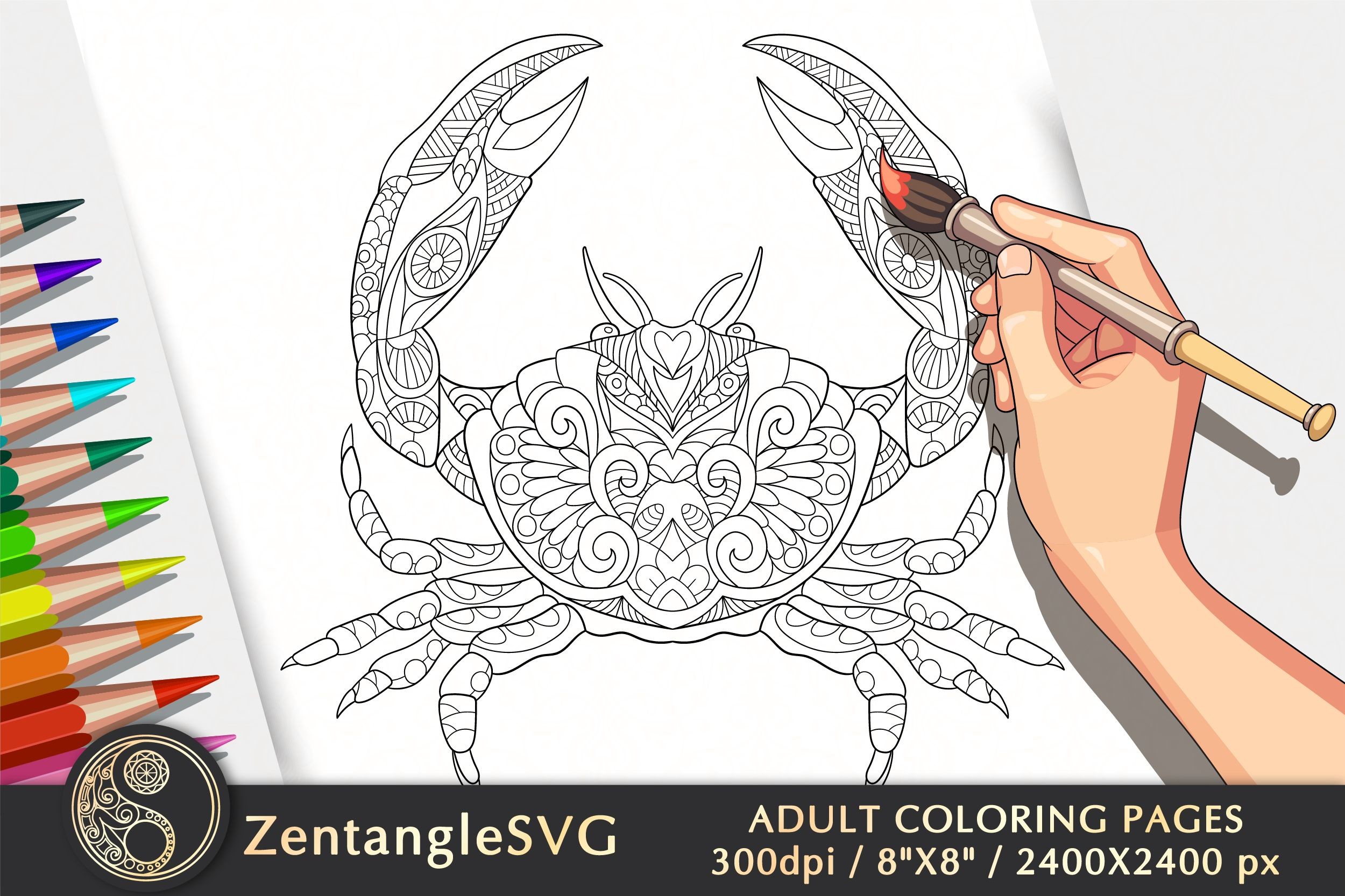 Crab Coloring Page for Adults & Kids